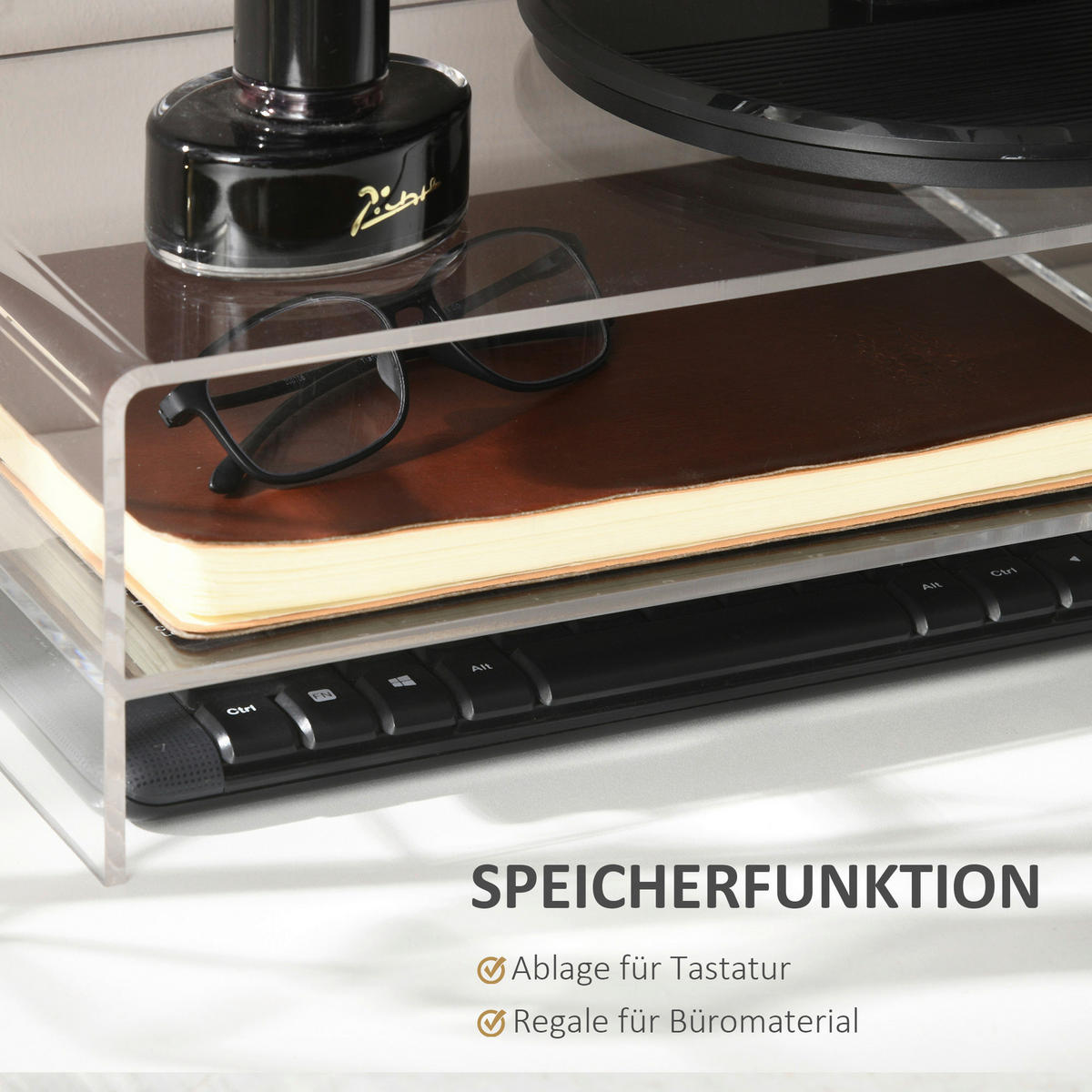 HOMCOM Monitorständer transparent Monitorständer - transparent (12,00/19,00/50,80cm) - HOMCOM