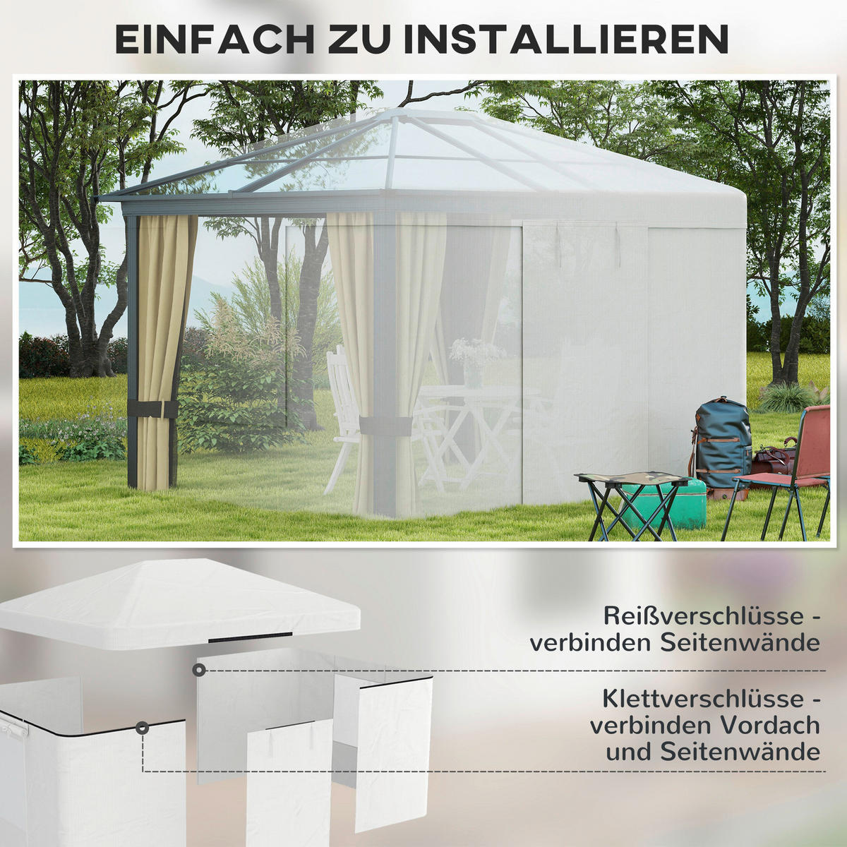 Outsunny Pavillon-Abdeckung 3,6x3m weiß Kunststoff B/H/L: ca. 300x270x360 cm Pavillon-Abdeckung 3,6x3m - weiß (360,00/300,00/270,00cm) - Outsunny