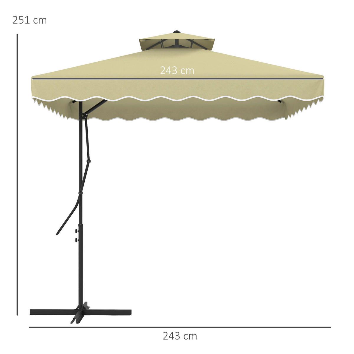 Outsunny Sonnenschirm beige Polyester B/H/L: ca. 243x251x243 cm Sonnenschirm - beige (243,00/243,00/251,00cm) - Outsunny