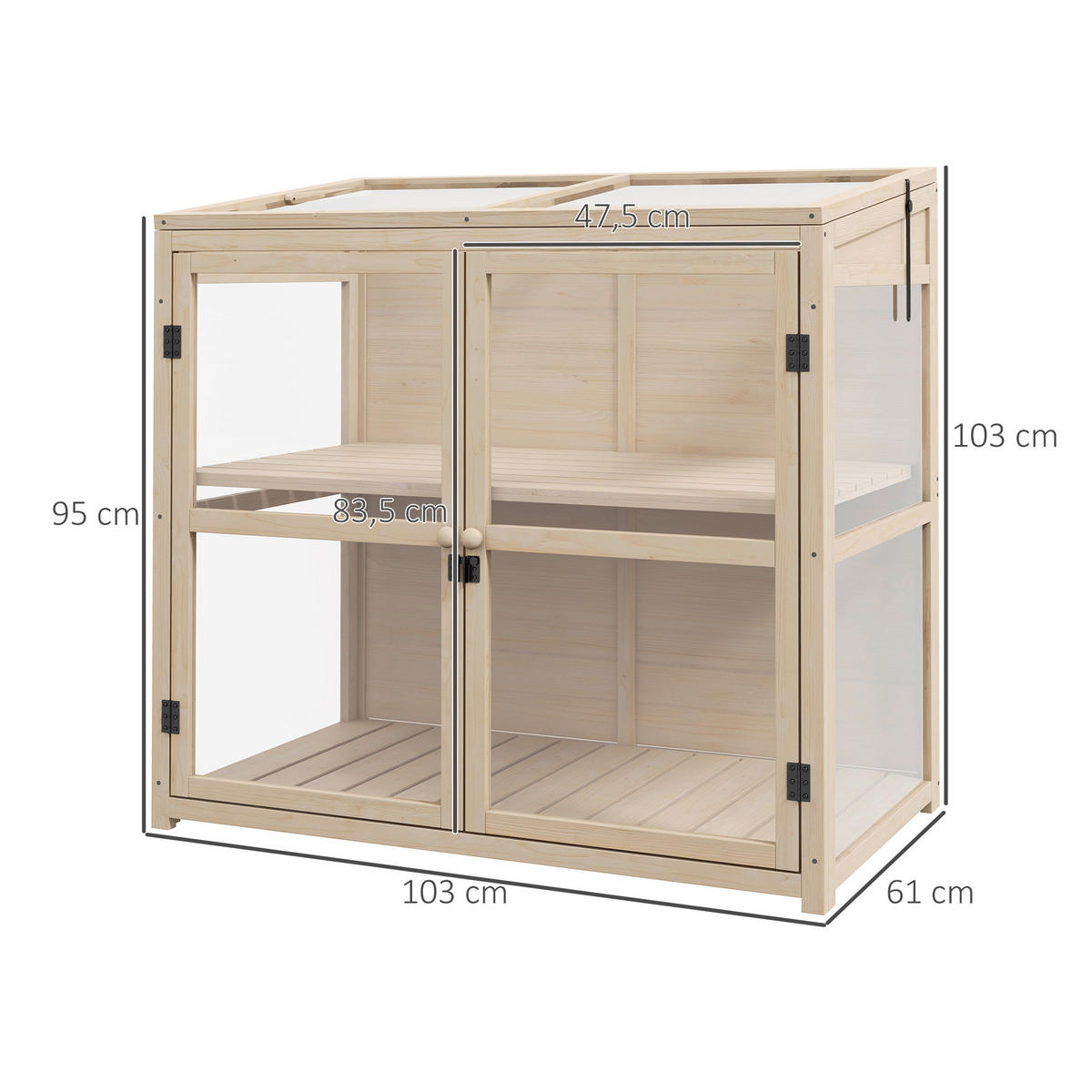 Outsunny Gewächshaus B/H/L: ca. 61x103x103 cm Frühbeet - natur (103,00/61,00/103,00cm) - Outsunny