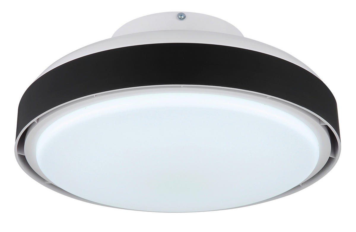 GLOBO LED-Deckenventilator mattschwarz weiß Opal Kunststoff Acryl H/D: ca. 20x45 cm 1 Brennstellen CARNEY - weiß/Opal (45,00/20,00cm) - GLOBO