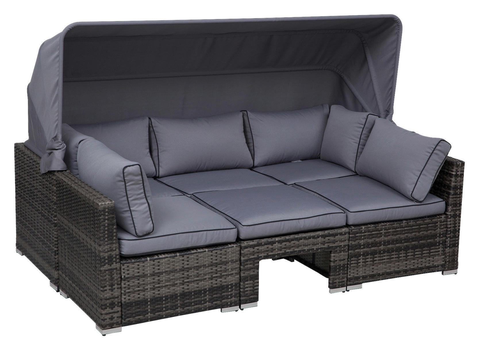 Outsunny Loungeset grau Metall Loungeset_mit_Sonnendach - grau - Outsunny