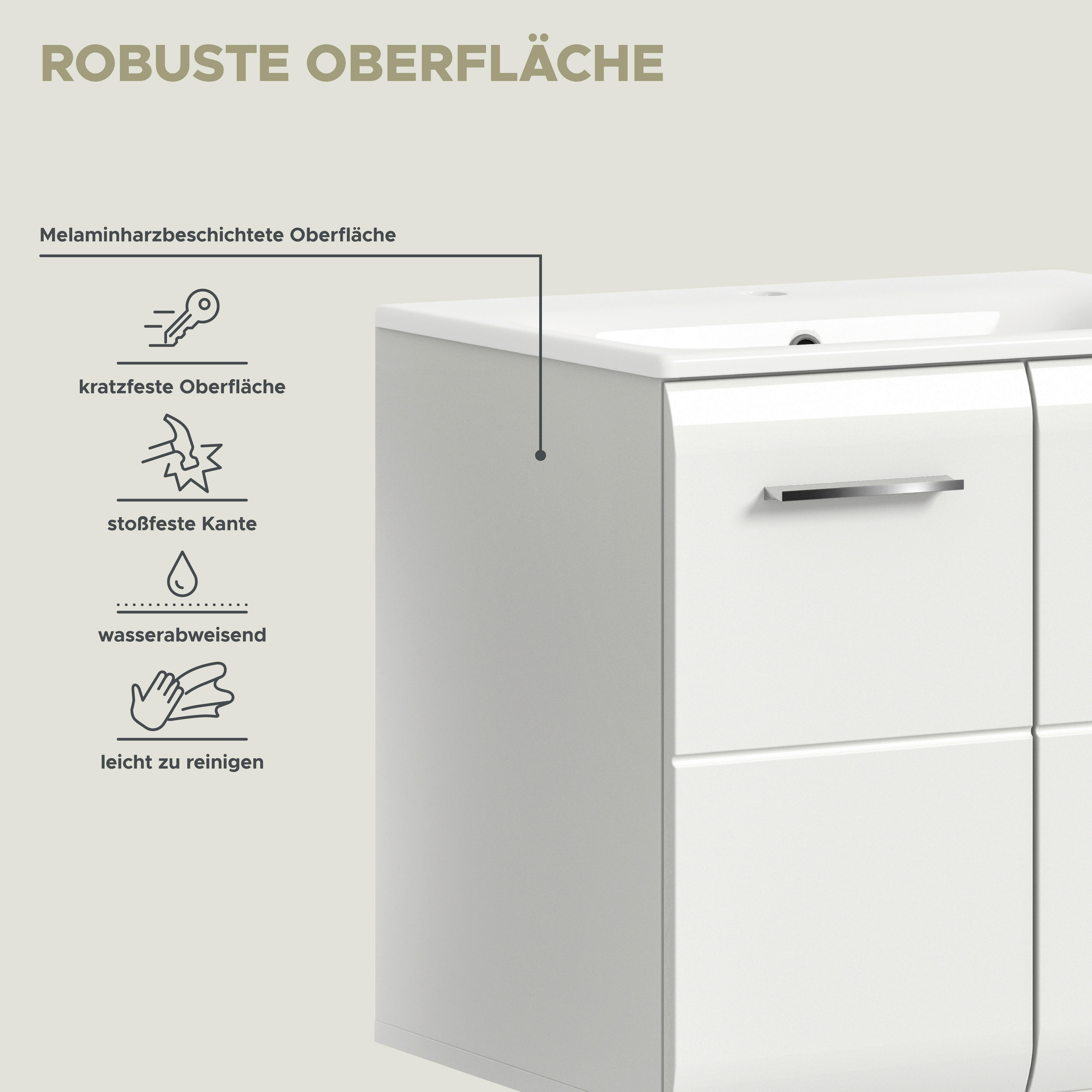 Thumbnail - Waschplatz Ice weiß weiß Hochglanz B/H/T: ca. 60x55x46 cm