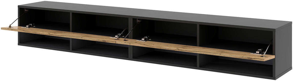 TV-Lowboard TV LOWBOARD DERBY 200 schwarz Eiche Wotan Nachbildung B/H/T: ca. 200x32,5x31,5 cm TV LOWBOARD DERBY 200 - Eiche/schwarz (200,00/32,50/31,50cm) - WIPMEB