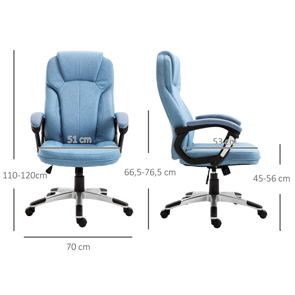 Drehstuhl 921-175 hellblau 921-175 - hellblau (66,00/120,00/75,00cm) - Vinsetto