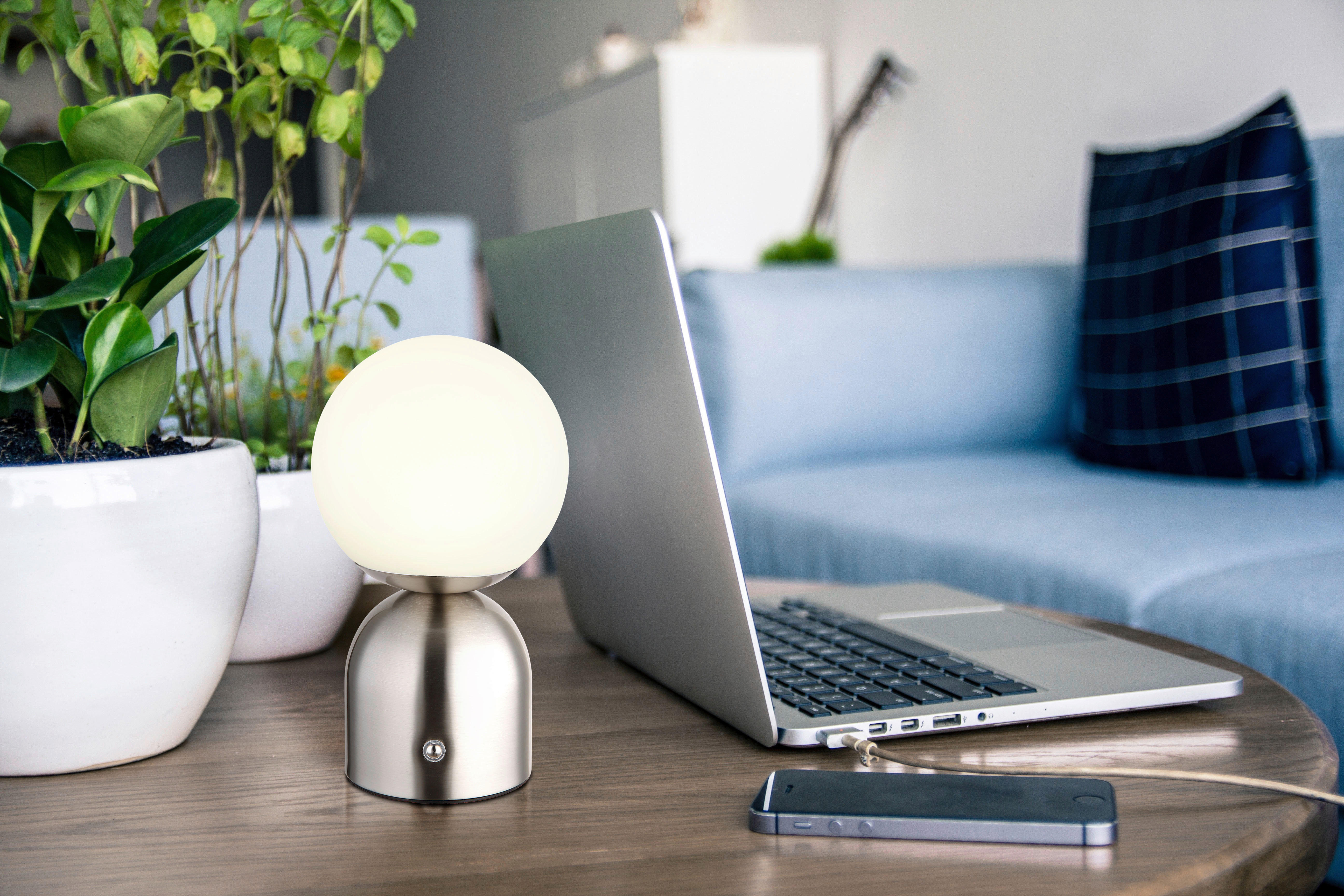 GLOBO LED-Tischleuchte nickel matt Metall H/D: ca. 21x12 cm JULSY - nickel matt (12,00/21,00cm) - GLOBO
