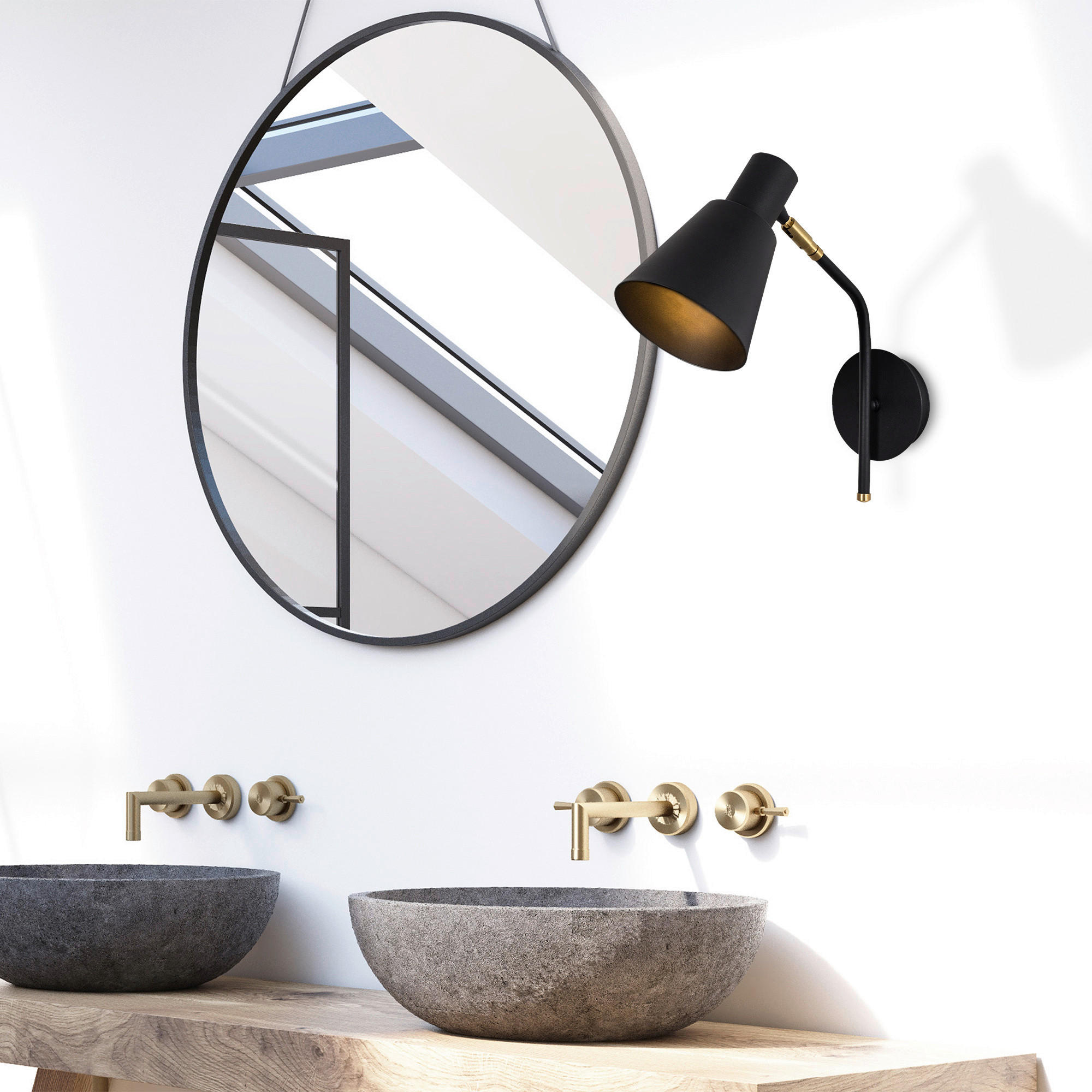 Thumbnail - Opviq Wandleuchte Sivani schwarz gold Metall B/H/T/L/D: ca. 36x40x36x14x15 cm E27 1 Brennstellen