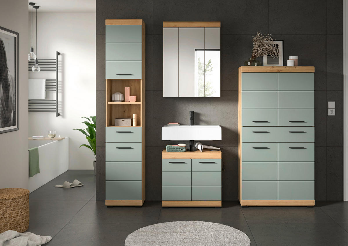Badezimmer-Set Scout Eiche Artisan Nachbildung salbei Nachbildung B/H/T: ca. 186x191x34 cm Scout - Eiche/salbei (186,00/191,00/34,00cm) - xonox.home