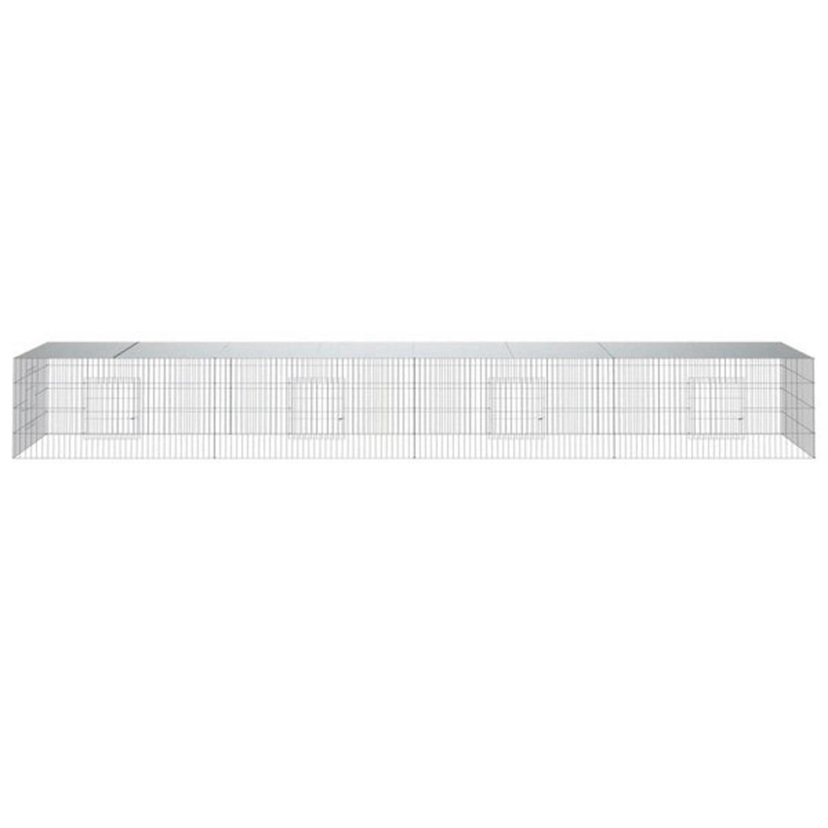 vidaXL Kaninchenkäfig silber Eisen B/H/L: ca. 109x54x433 cm Kaninchenkäfig - silber (433,00/109,00/54,00cm) - vidaXL