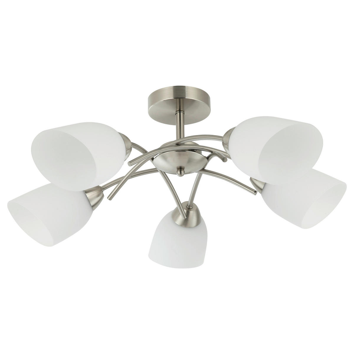 Lamkur Deckenleuchte DONNA 45504 nickel Glas Metall H/L: ca. 26x45 cm E27 5 Brennstellen Donna - nickel (45,00cm) - Lamkur