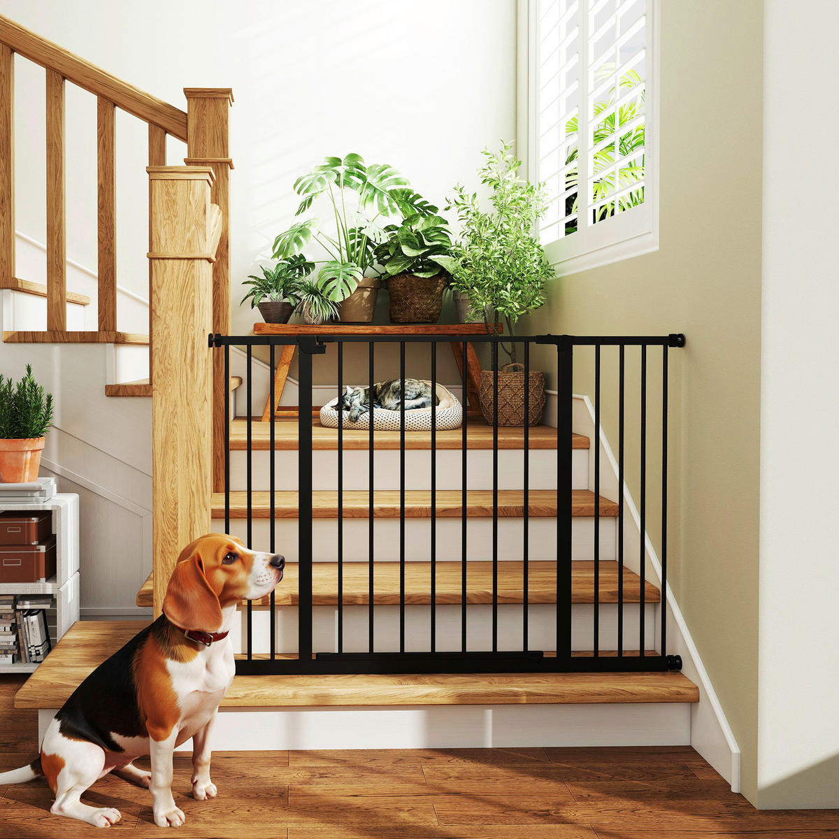 PawHut Türschutzgitter schwarz Kunststoff B/H/L: ca. 2x76x107 cm Türschutzgitter - schwarz (107,00/2,00/76,00cm) - PawHut