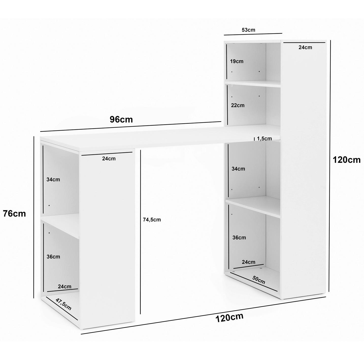Schreibtisch weiß B/H/T: ca. 50x120x120 cm Schreibtisch - weiß (50,00/120,00/120,00cm) - Wohnling