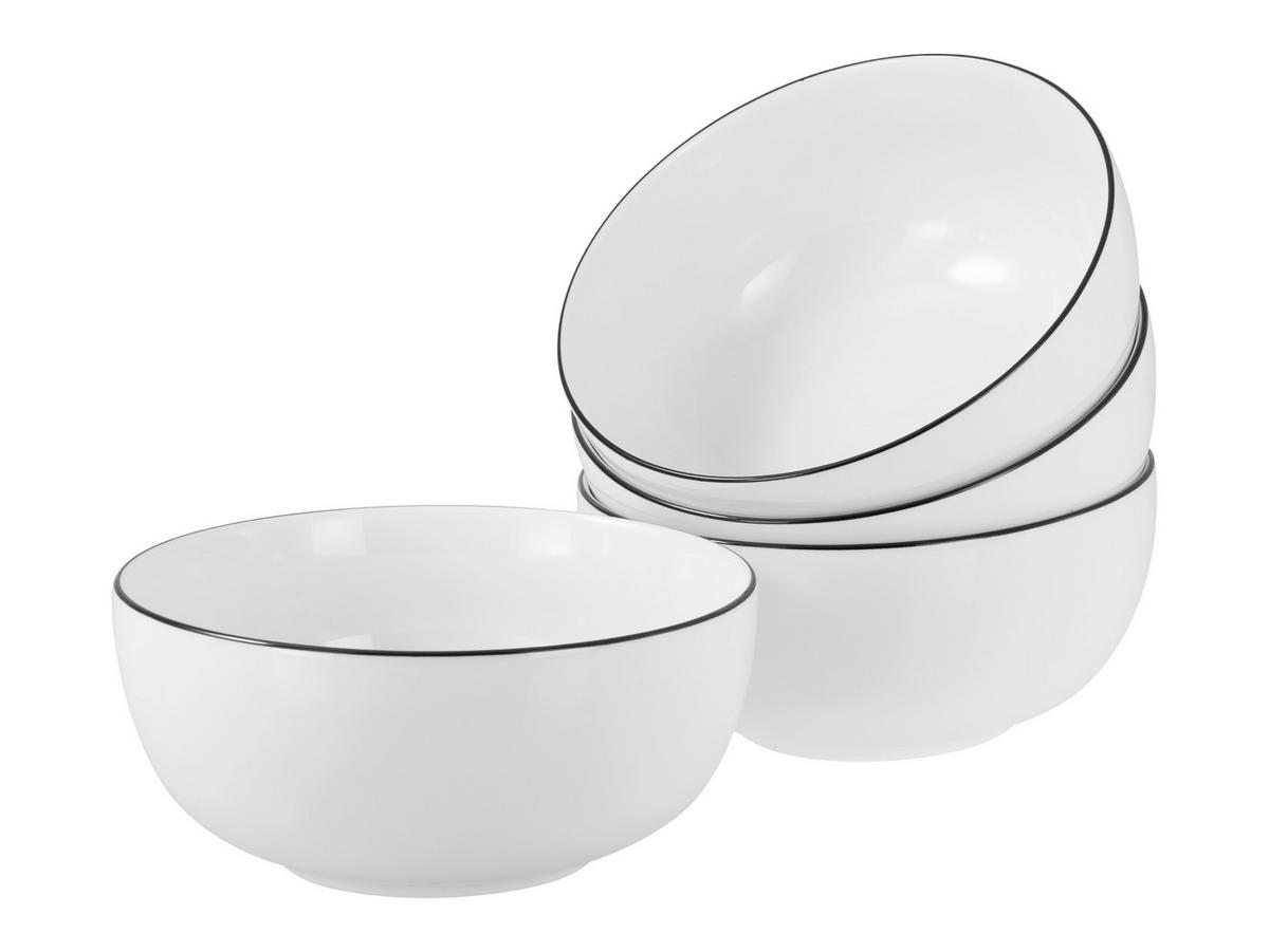 CreaTable Schüssel-Set Allround Black Line weiß Porzellan Allround Black Line - weiß/schwarz - CreaTable