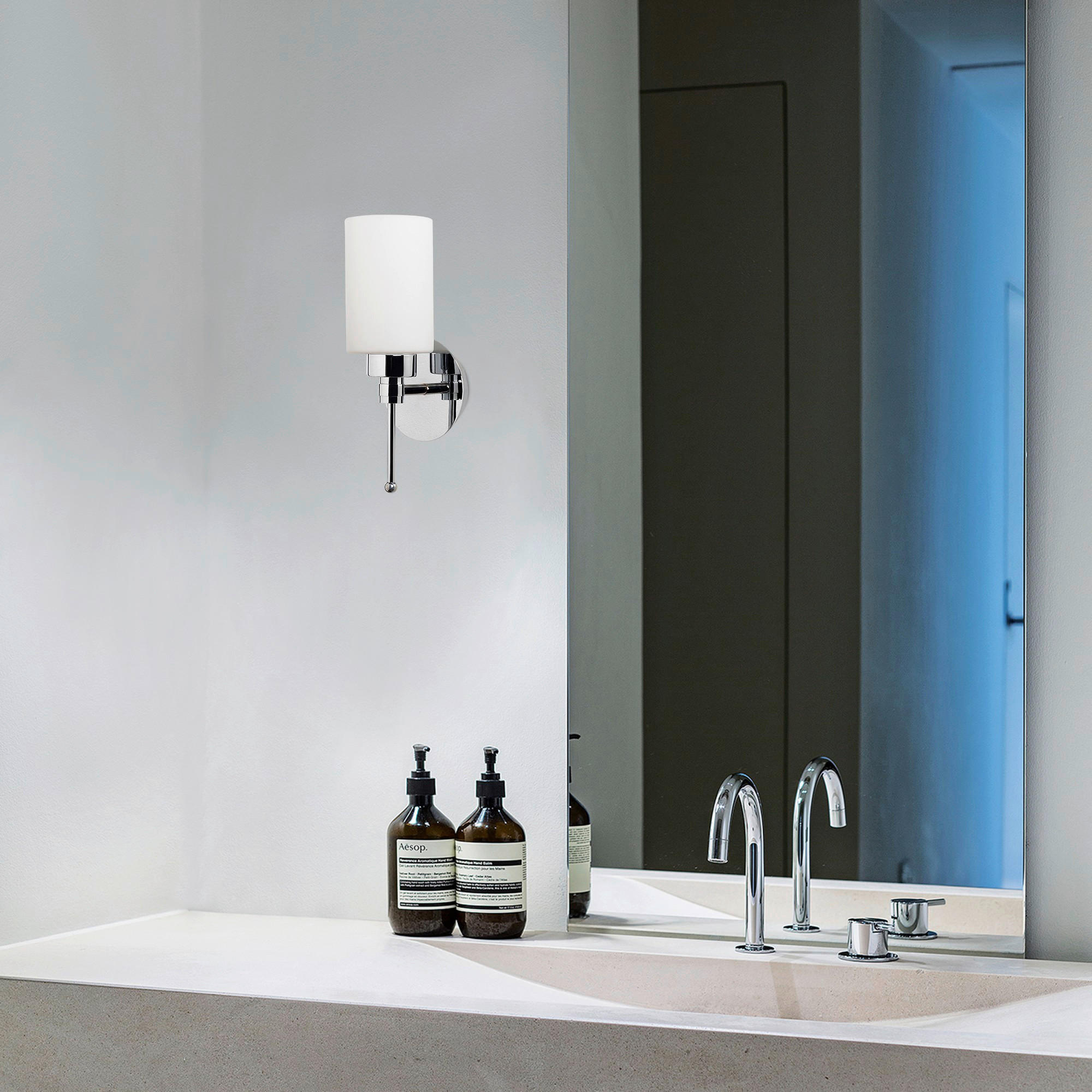 Thumbnail - Opviq Wandleuchte silber Glas Metall B/H/L: ca. 12x32x12 cm E27 1 Brennstellen