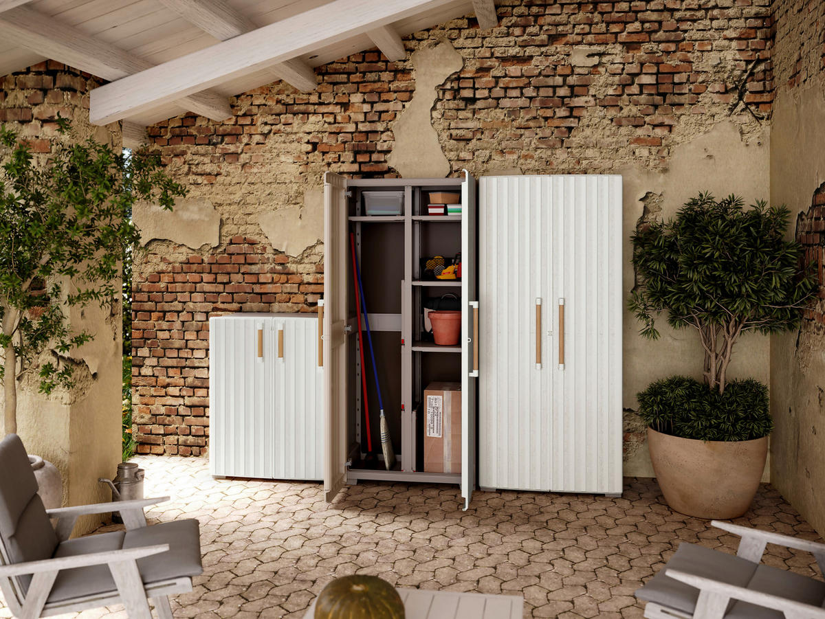 Keter Kunststoffschrank Groove Utility beige Kunststoff B/H/T: ca. 80x180x45 cm Groove Utility - beige (80,00/180,00/45,00cm) - Keter