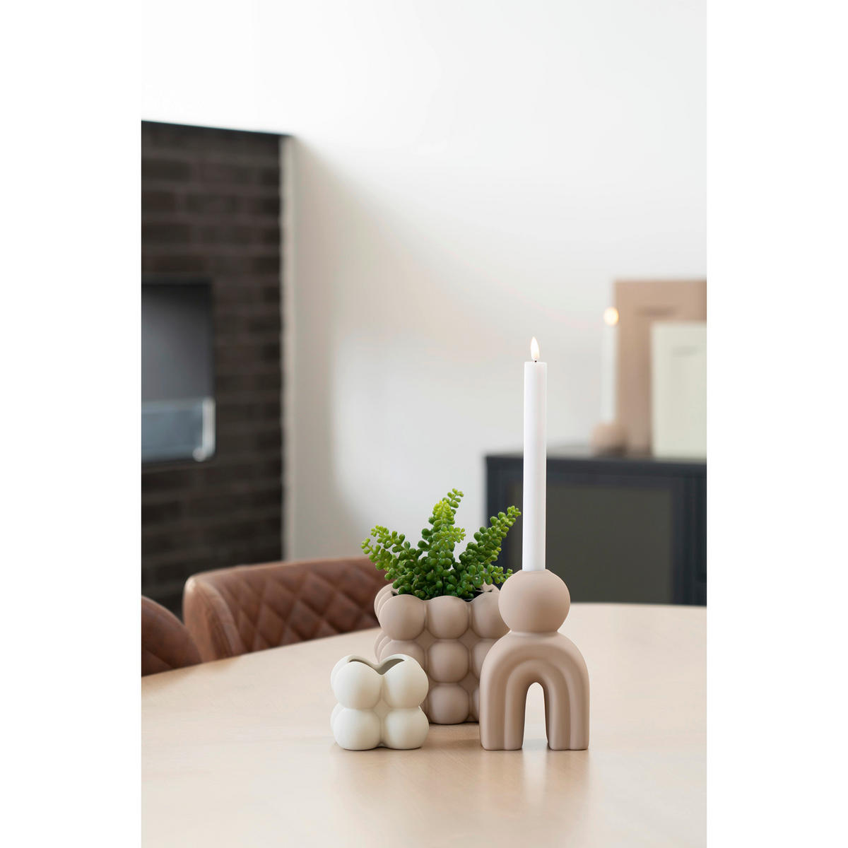 Blumentopf Flowerpot grau Steinzeug B/H/L: ca. 9x8x9 cm Flowerpot - grau (9,00/9,00/8,00cm)