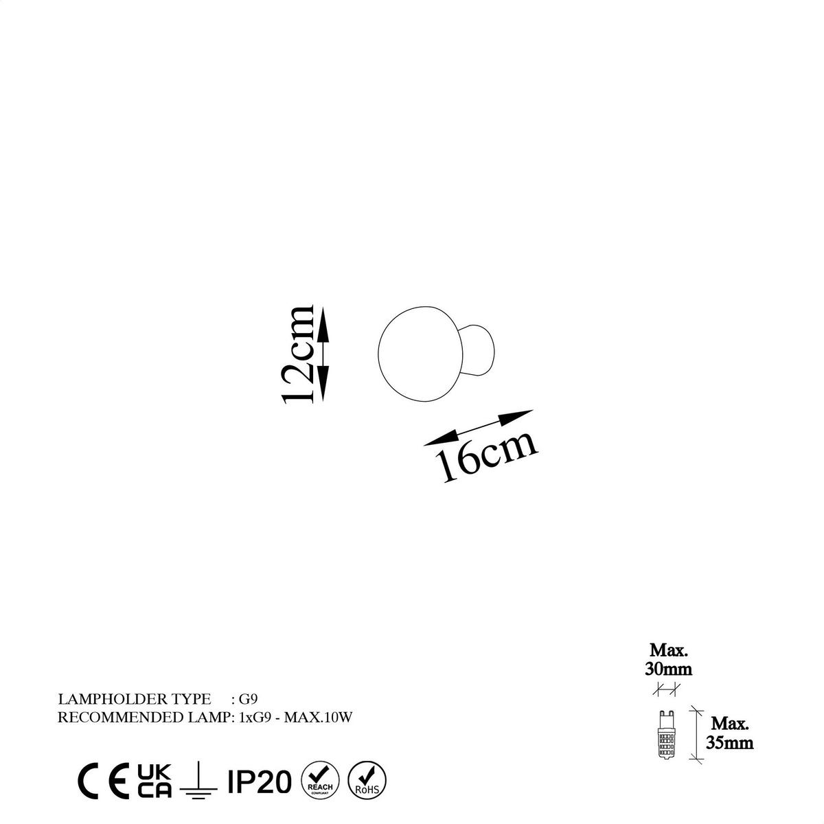 Opviq Wandleuchte gold Metall B/H/L: ca. 12x16x12 cm G9 1 Brennstellen Fungal - gold (12,00/12,00/16,00cm) - Opviq