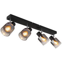 GLOBO Spot JACK 80400408 Rauch schwarz klar Metall Glas B/H/L: ca. 56x13,5x8 cm E14 4 Brennstellen JACK - klar/schwarz (8,00/56,00/13,50cm) - GLOBO