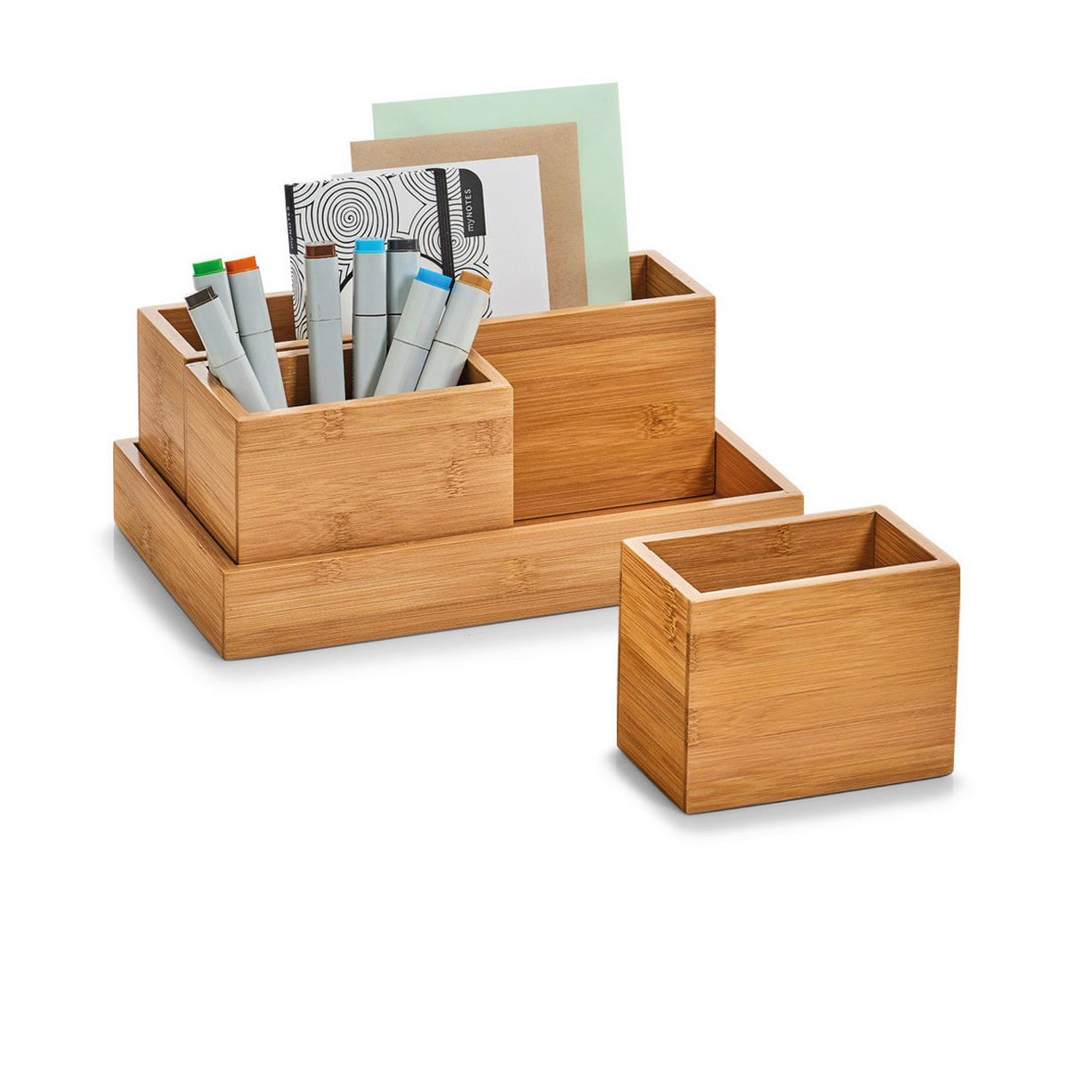 Zeller Organizer-Set natur Bambus B/H/L: ca. 28x11x18 cm Organizer-Set_4tlg. - natur (18,00/28,00/11,00cm) - Zeller
