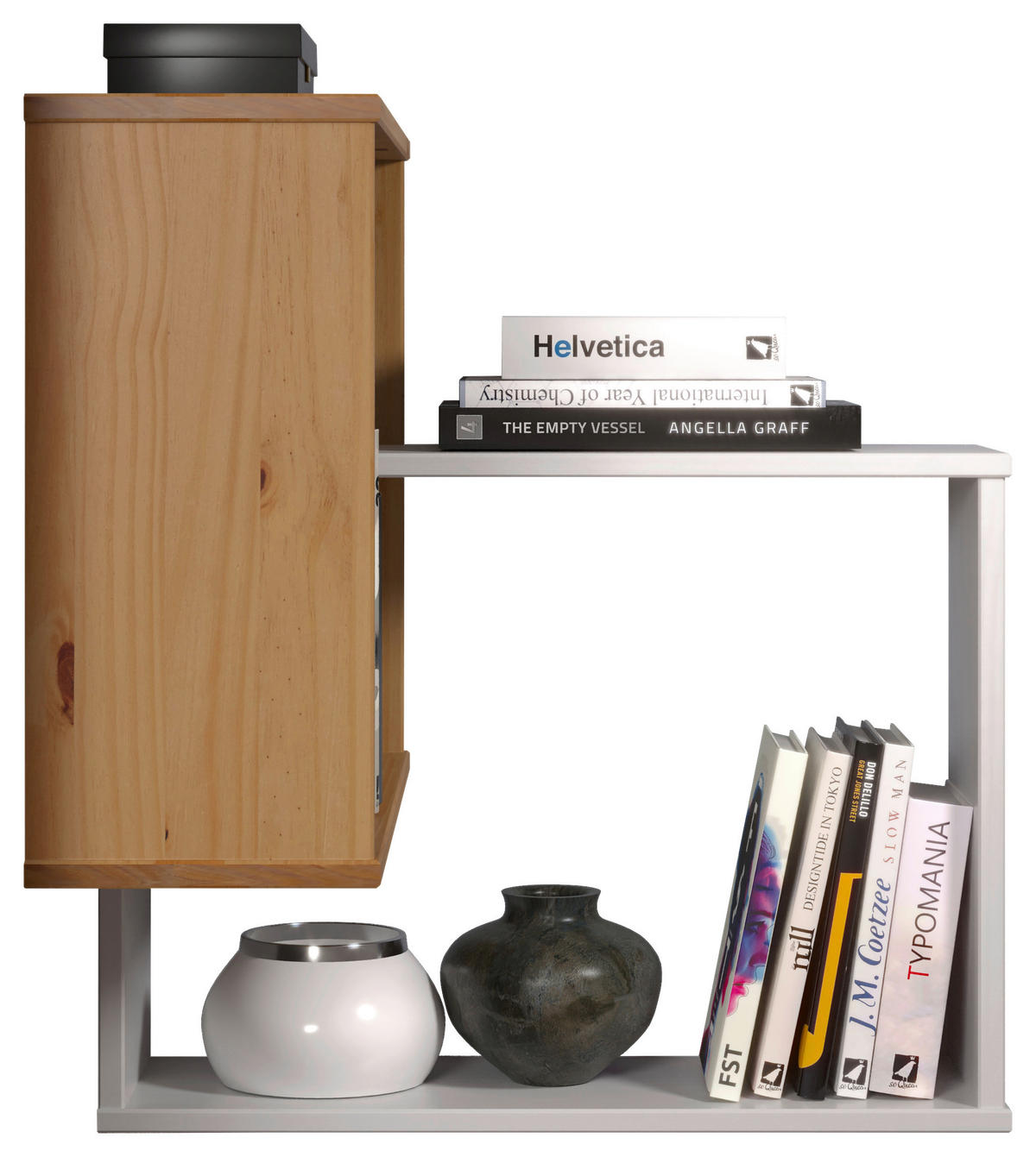 Wandregal Mestre weiß lackiert Optik honig lackiert Optik B/H/T: ca. 60x66x20 cm Mestre - weiß/honig (60,00/66,00/20,00cm)
