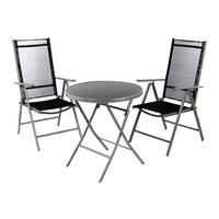 VCM Gartensitzgruppe schwarz Stahl B/H/T: ca. 56x105x65 cm Gartensitzgruppe_3tlg. - schwarz (56,00/105,00/65,00cm) - VCM