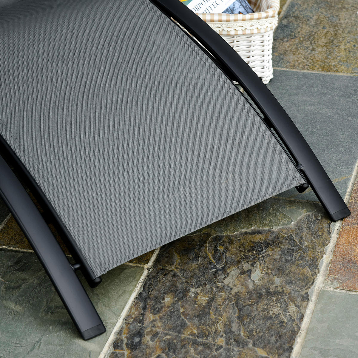 Outsunny Gartenliege grau Aluminium B/H/L: ca. 64x82x171 cm Gartenliege - grau (171,00/64,00/82,00cm) - Outsunny