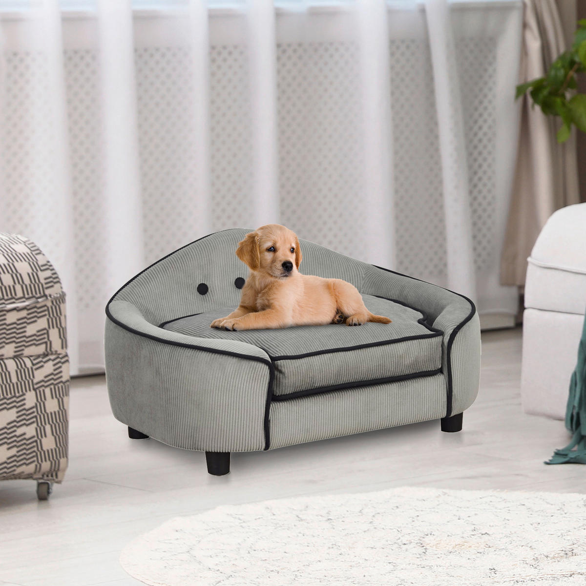 PawHut Hundesofa grau Holz B/H/T: ca. 67x36x45 cm Hundesofa - grau (67,00/36,00/45,00cm) - PawHut