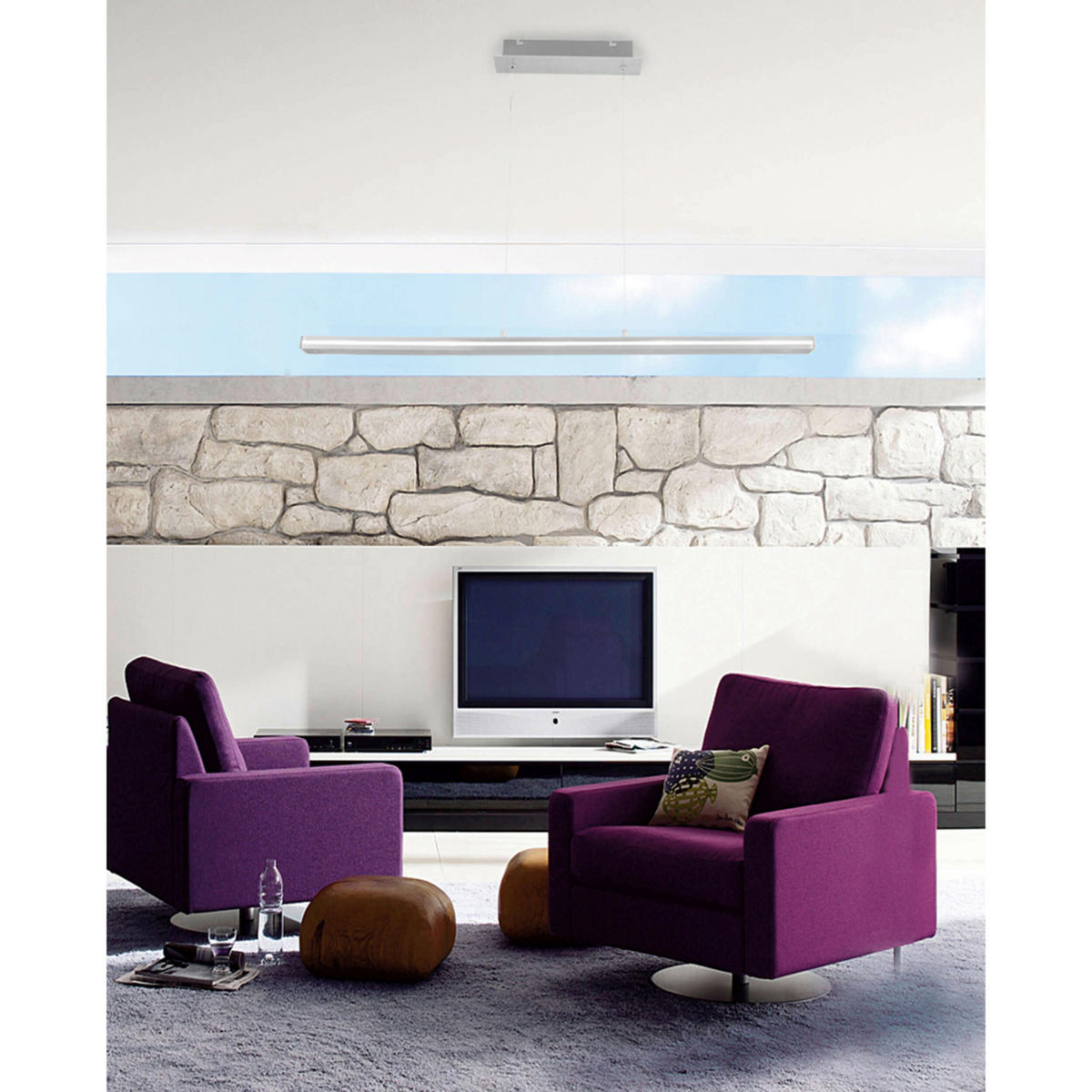 Näve Leuchten LED-Pendelleuchte silber Metall Kunststoff B/H/T: ca. 103x160x8 cm BAKU - silber (103,00/160,00/8,00cm) - Näve Leuchten