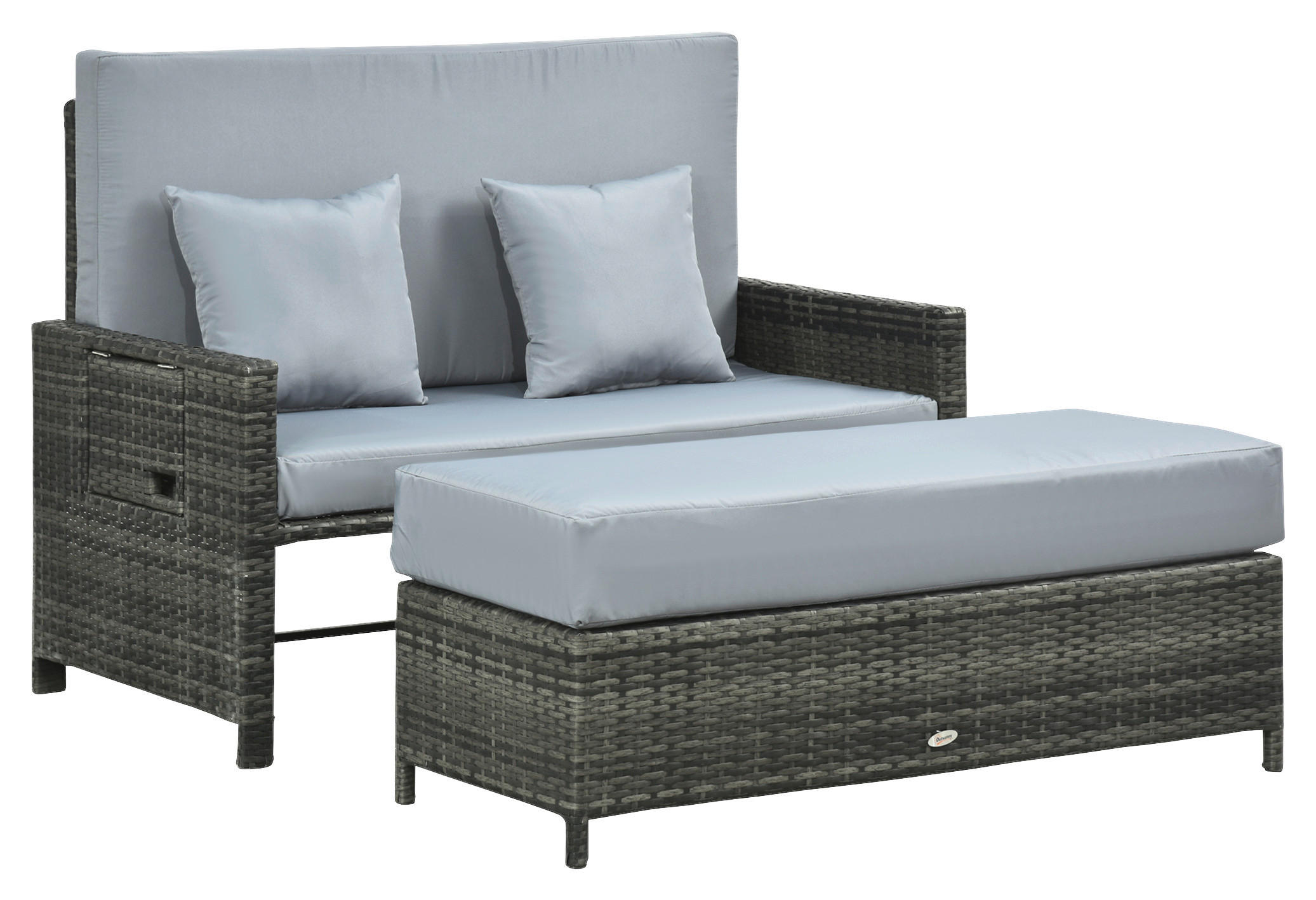 Outsunny Sitzgruppe grau Edelstahl B/H/L: ca. 72x130x96 cm Gartenmöbel-Sets - grau (96,00/72,00/130,00cm) - Outsunny