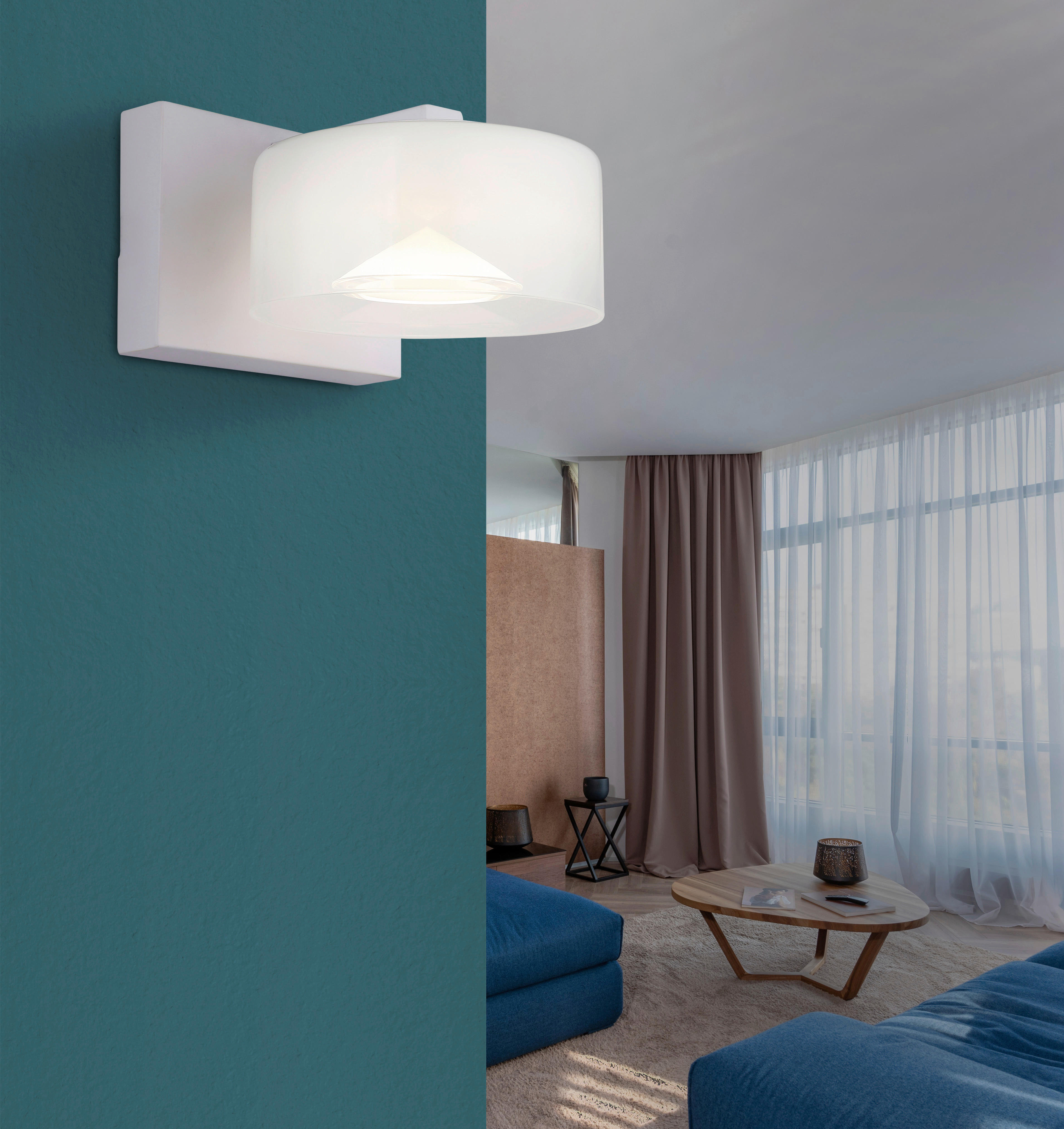 Thumbnail - GLOBO Wandleuchte weiß Opal Glas Metall B/H: ca. 15x11 cm 1 Brennstellen