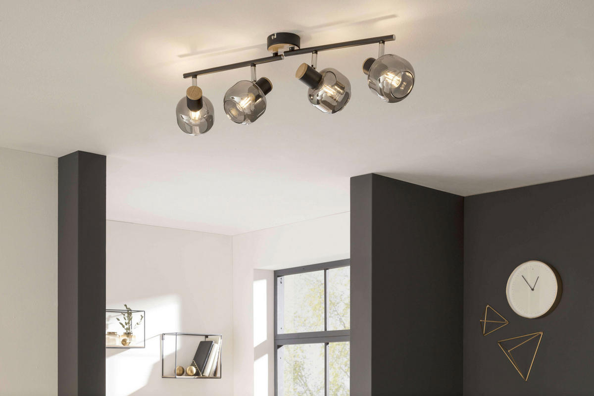 Näve Leuchten Spot schwarz Metall Glas B/H/T: ca. 80x20x10 cm E14 4 Brennstellen FUMOSO - schwarz (80,00/20,00/10,00cm) - Näve Leuchten