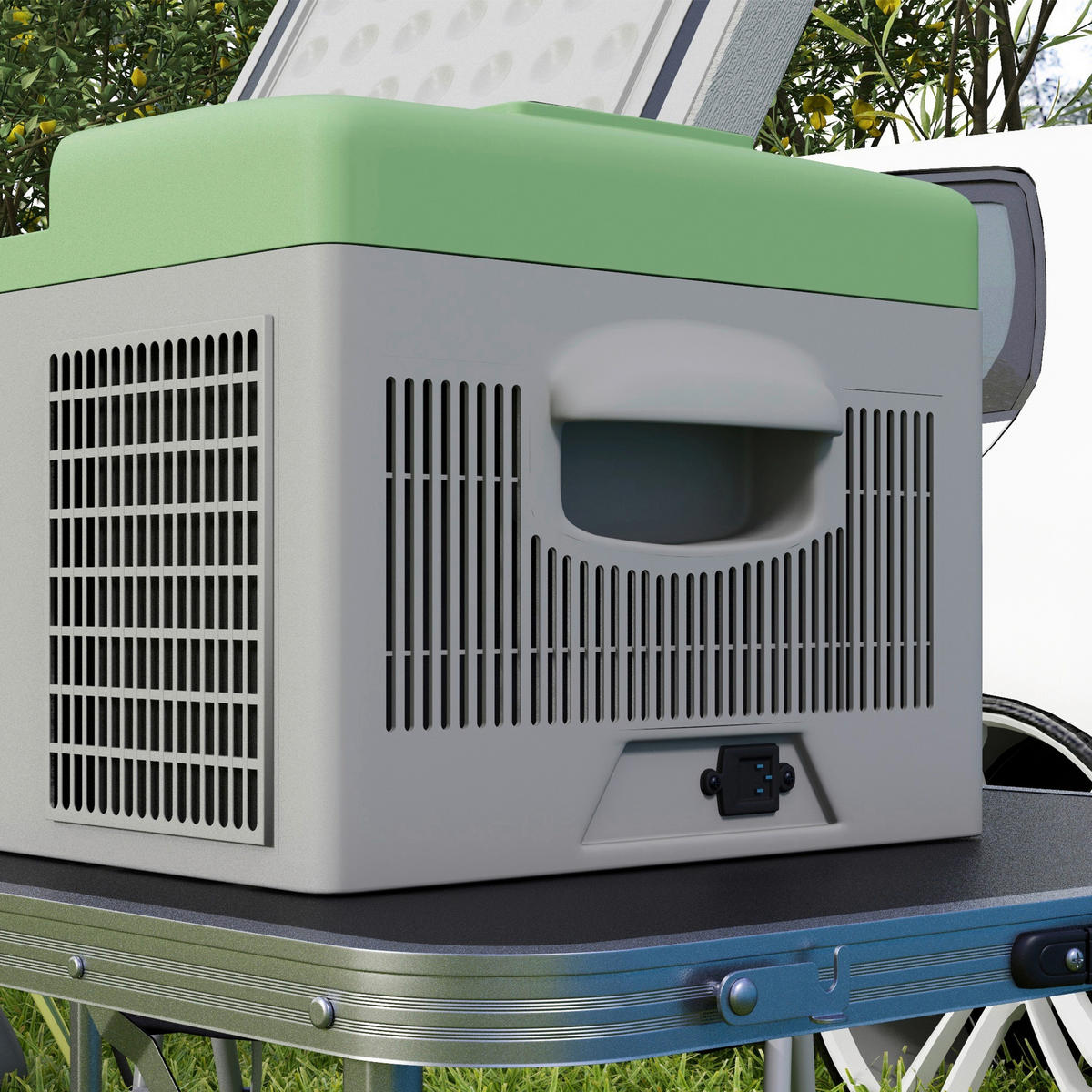 Outsunny Kompressor Kühlbox grau Kunststoff B/H/L: ca. 32x26x60 cm Kompressor Kühlbox 16l - grau (60,00/32,00/26,00cm) - Outsunny