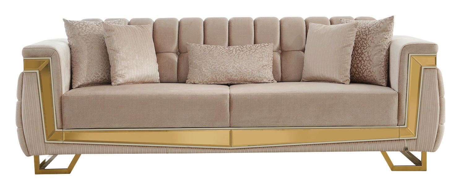 Sofa 3-2-1 Pera beige Webstoff Pera - gold/beige