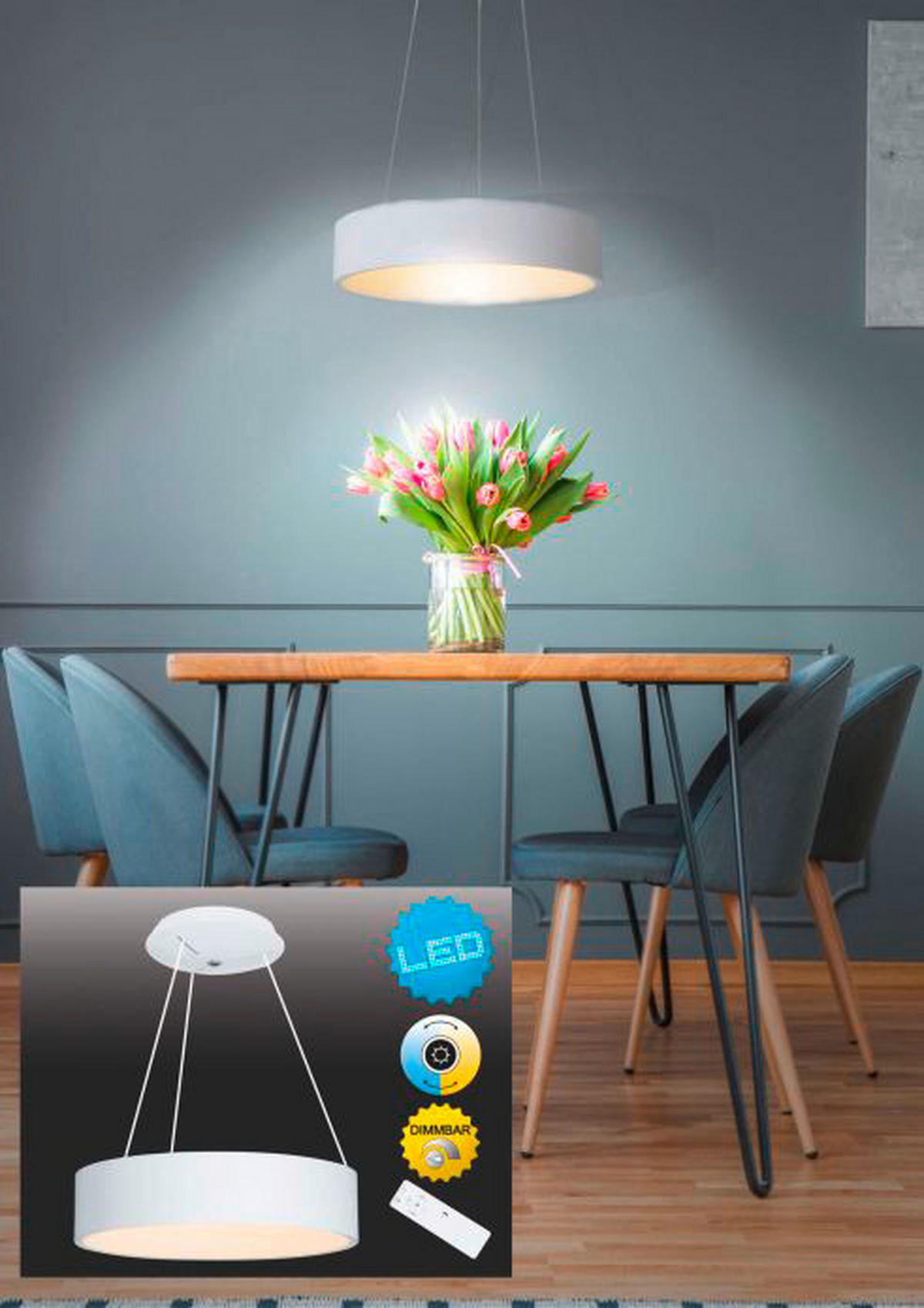 Näve Leuchten LED Pendelleuchte Carla - weiß (60,00/150,00/60,00cm) - Näve Leuchten