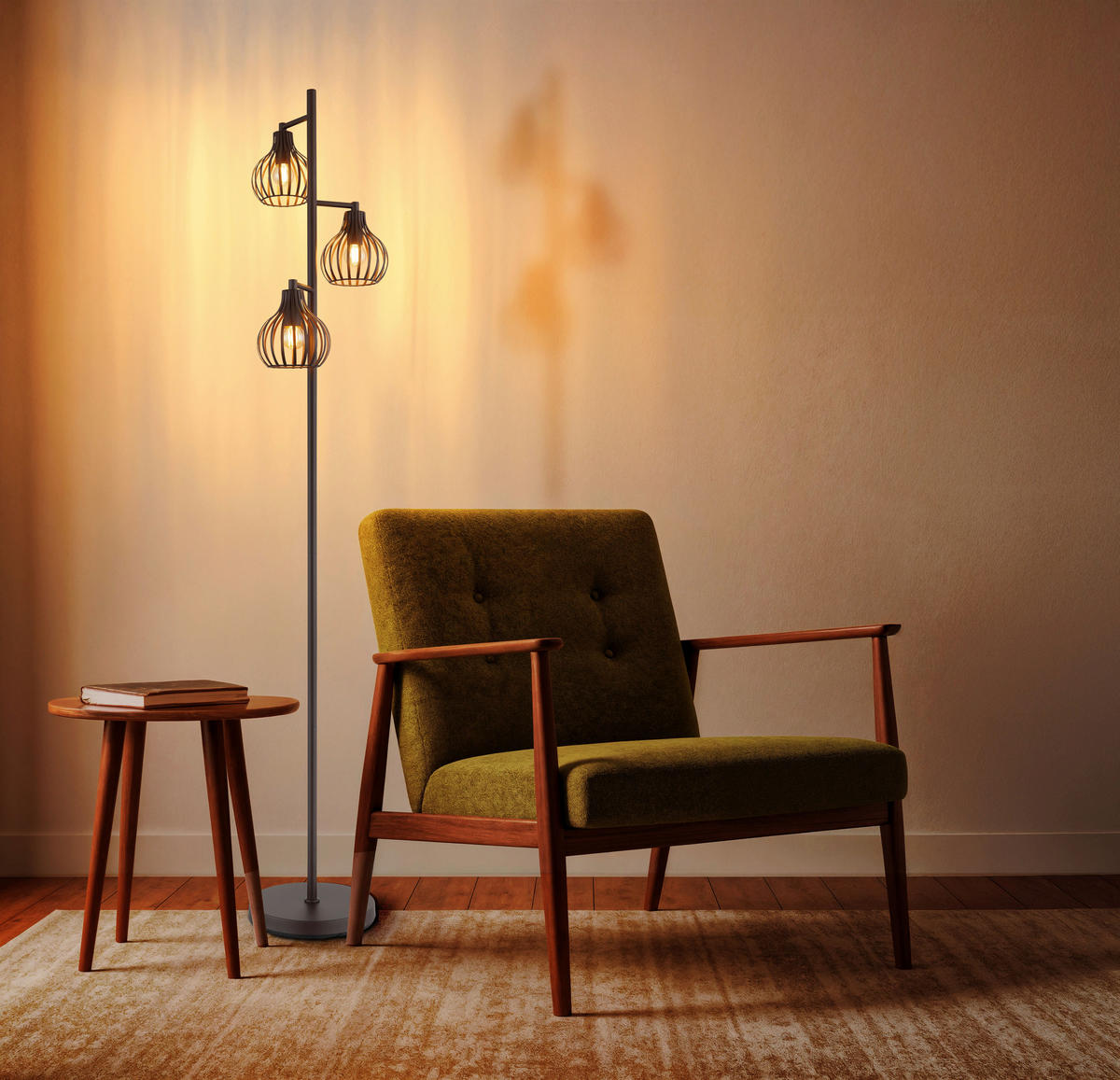 GLOBO Stehleuchte rostfarbig Metall H/D: ca. 161x31 cm E14 3 Brennstellen MATEO - rostfarbig (31,00/161,00cm) - GLOBO