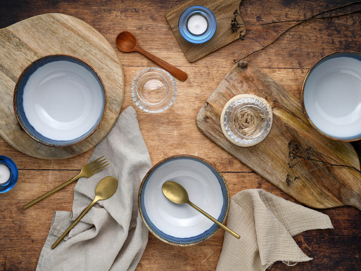 CreaTable Schüssel-Set Cascade blau Steinzeug Cascade - blau - CreaTable
