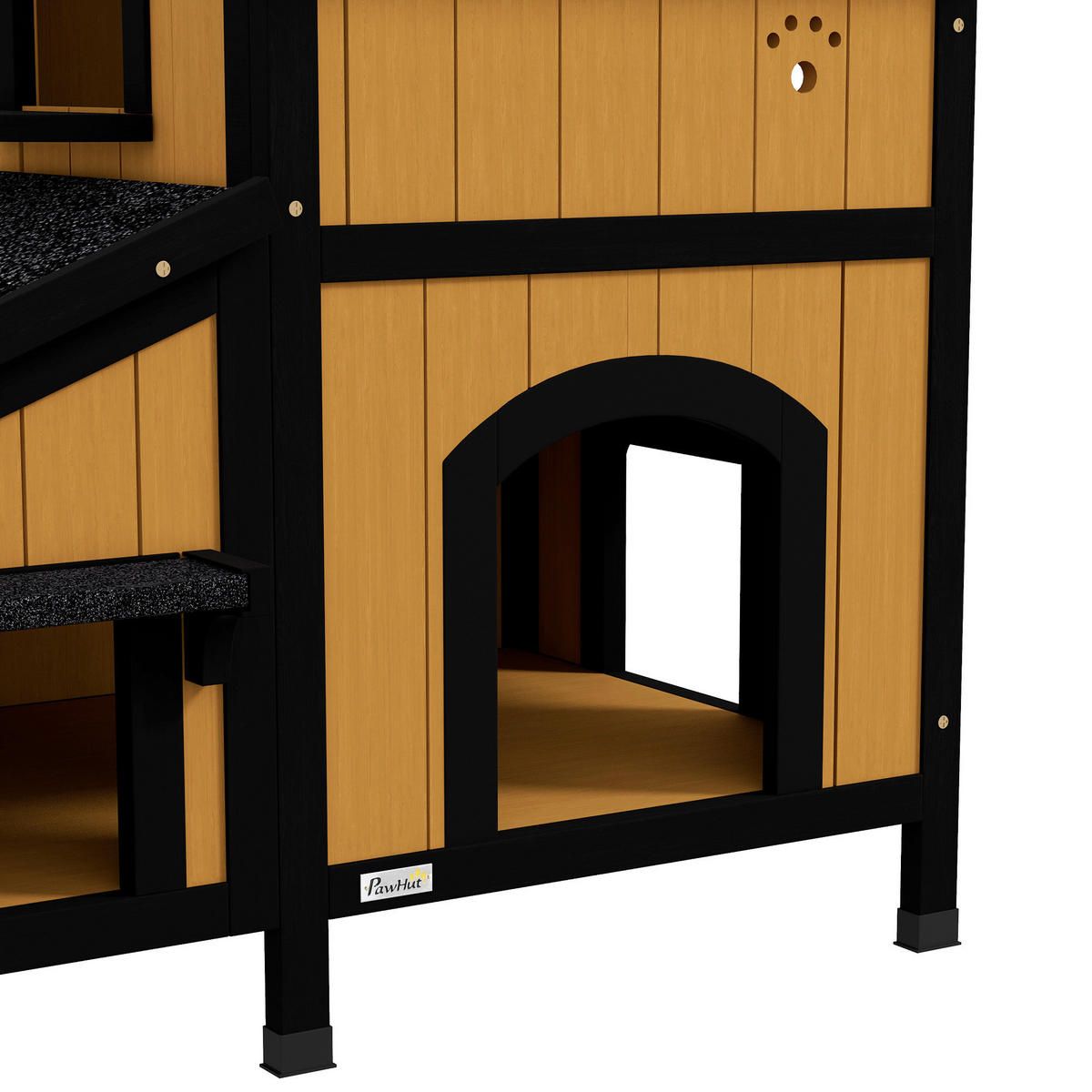 PawHut Katzen-Zubehör gelb Holz B/H/L: ca. 65x96x85,5 cm Katzenhaus - gelb (85,50/65,00/96,00cm) - PawHut