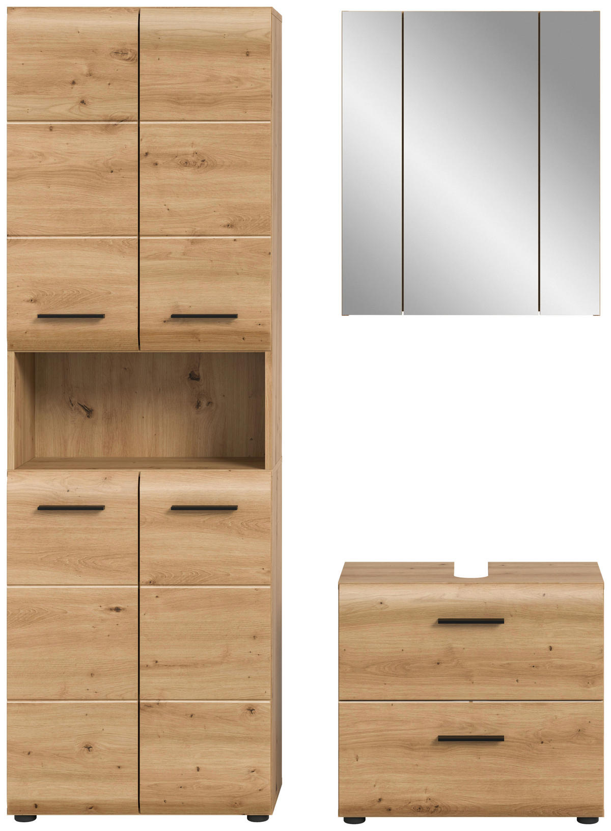 Badezimmer-Set Ice Artisan Oak Nachbildung B/H/T: ca. 135x185x30 cm Ice - (135,00/185,00/30,00cm) - xonox.home