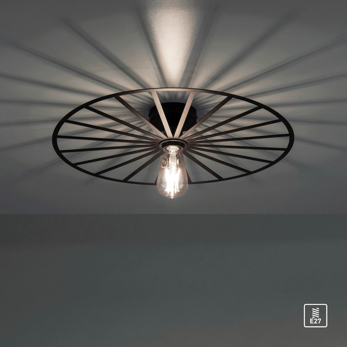 Just Light Wand-/Deckenleuchte SPIKE 15636-18 schwarz Metall H/D: ca. 9x50 cm E27 1 Brennstellen SPIKE - schwarz (50,00/9,00cm) - Just Light