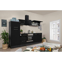 Respekta Küchenblock Premium schwarz hochglänzend B/H/T: ca. 270x200x60 cm Premium - Eiche/schwarz (270,00/200,00/60,00cm) - Respekta