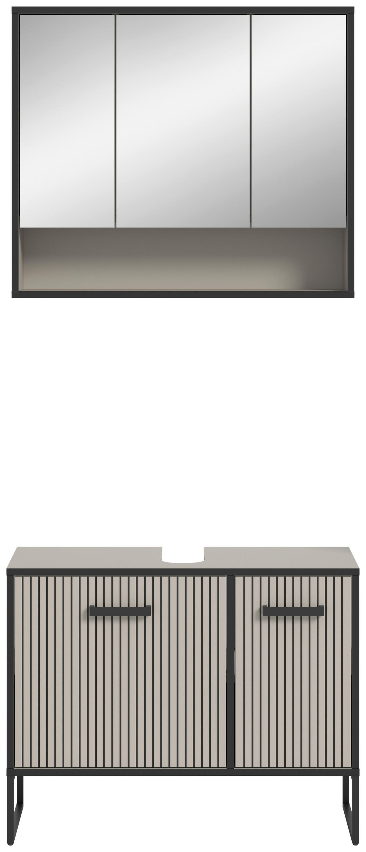 Badezimmer-Set BAGNO schwarz Kaschmirgrau Nachbildung B/H/T: ca. 80x192x36 cm BAGNO - schwarz (80,00/192,00/36,00cm) - xonox.home