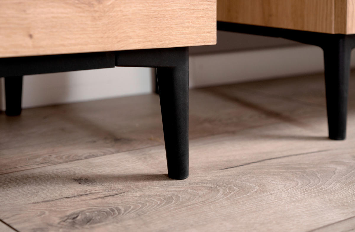 Kommode Nola Eiche Artisan Nachbildung schwarz B/H/T: ca. 80x90x42 cm Nola - Eiche/schwarz (80,00/90,00/42,00cm)