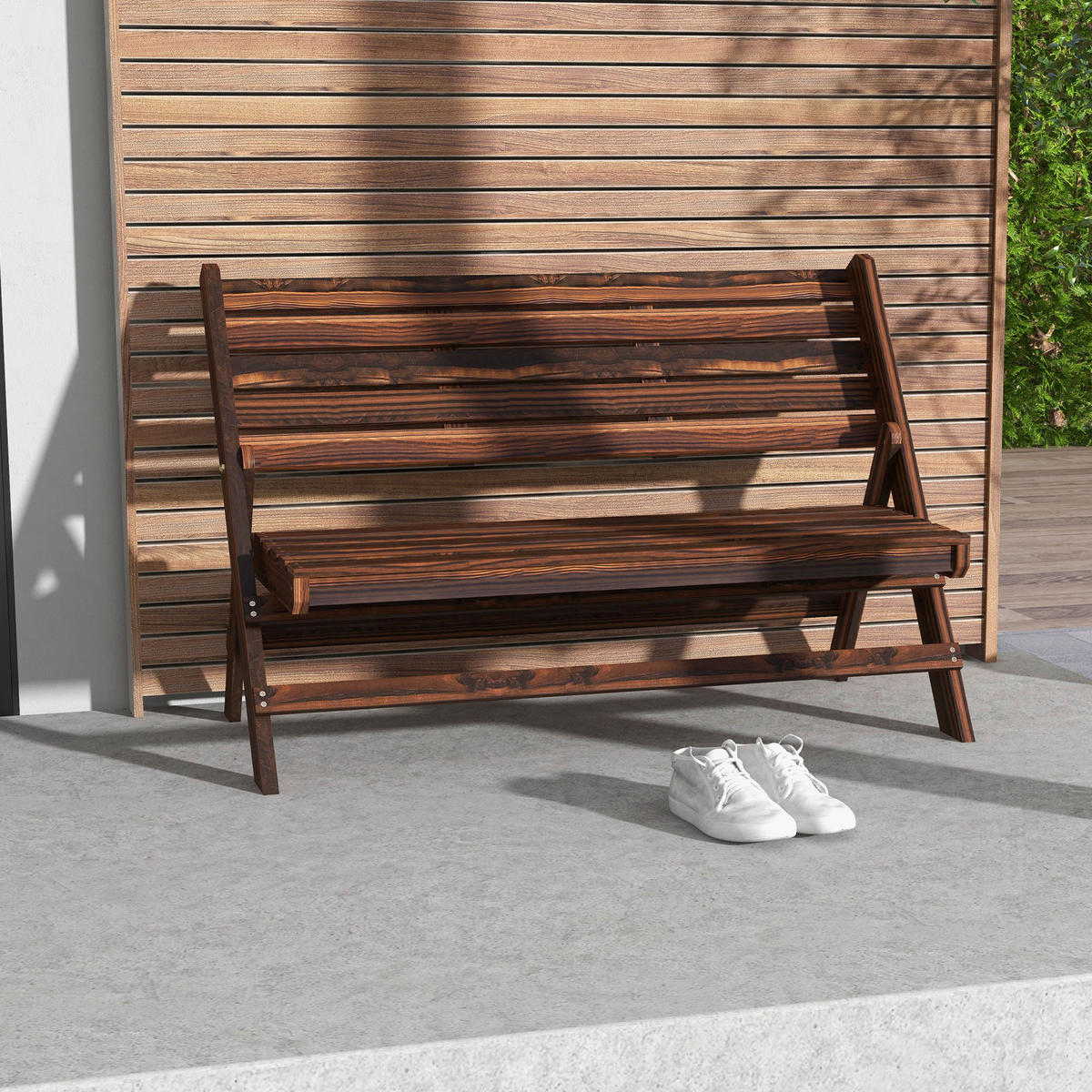Outsunny Gartenbank grau Edelstahl B/H/L: ca. 63x122x83 cm Gartenbank - grau (83,00/63,00/122,00cm) - Outsunny