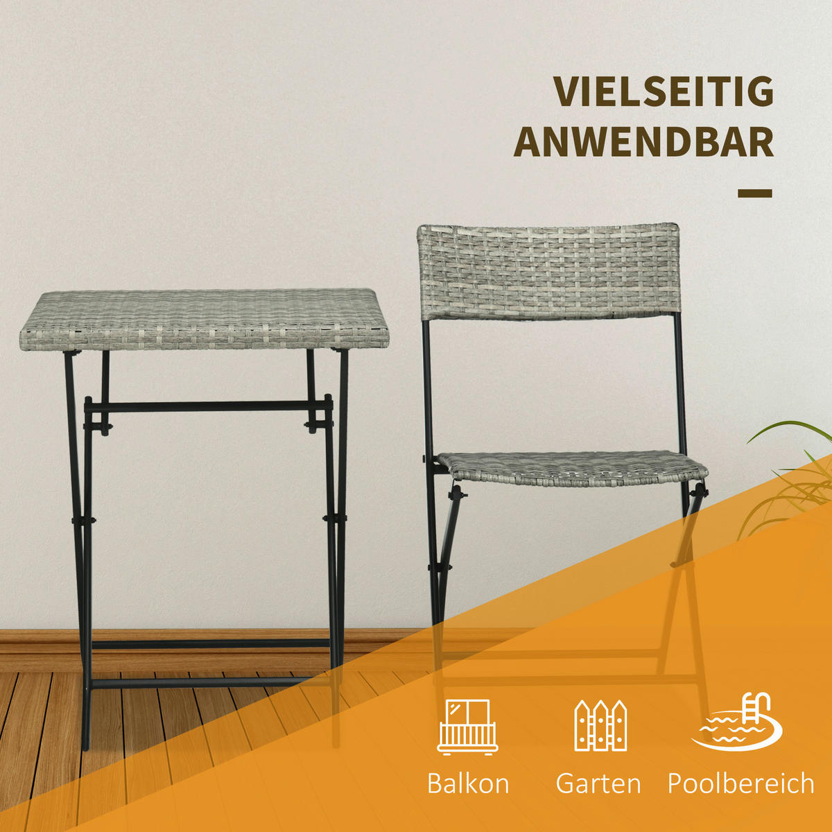 Outsunny Sitzgruppe hellgrau Edelstahl B/H/L: ca. 60x60x72 cm Gartenmöbel-Set - hellgrau (72,00/60,00/60,00cm) - Outsunny