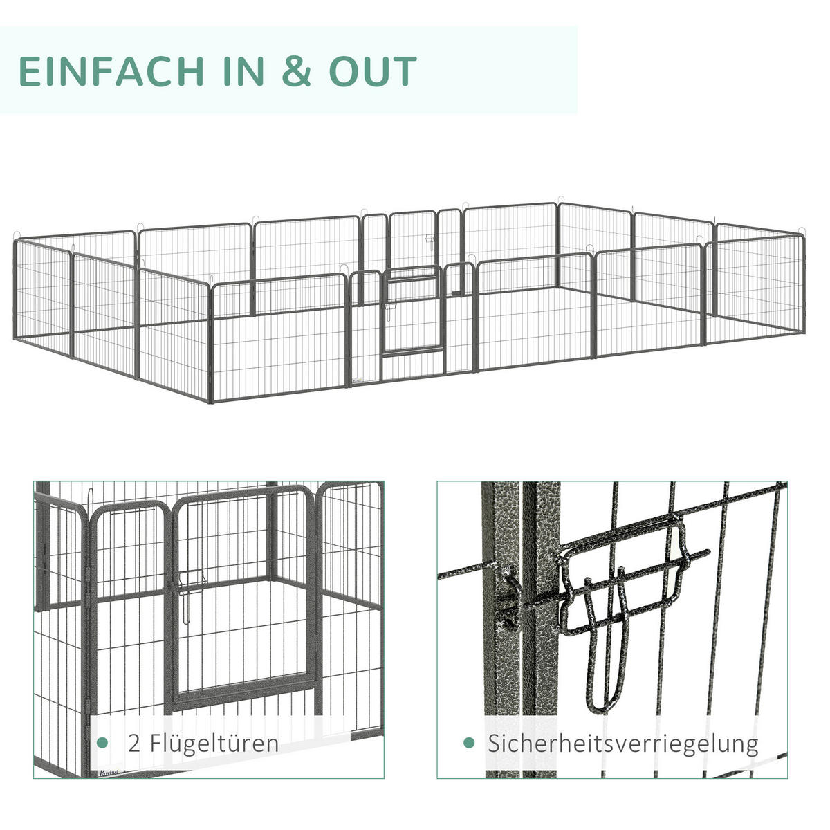 PawHut Gehege grau Edelstahl B/H/L: ca. 1,5x80x60 cm Freilaufgehege - grau (60,00/1,50/80,00cm) - PawHut