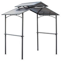 Outsunny Grillpavillon mit Flammschutzdach braun Stahl B/H/L: ca. 150x250x240 cm Grillpavillon_mit_Flammschutzdach - braun/schwarz (240,00/150,00/250,00cm) - Outsunny