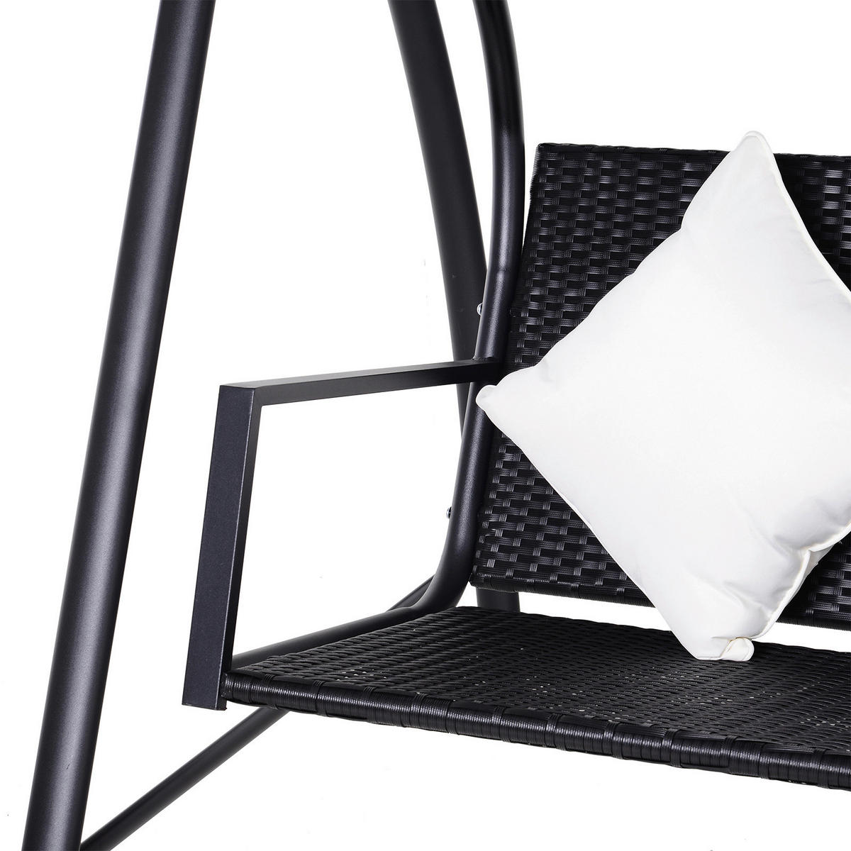 Outsunny Hollywoodschaukel schwarz Polyrattan B/H/L: ca. 124x179x198 cm Hollywoodschaukel_mit_Kissen - schwarz (198,00/124,00/179,00cm) - Outsunny