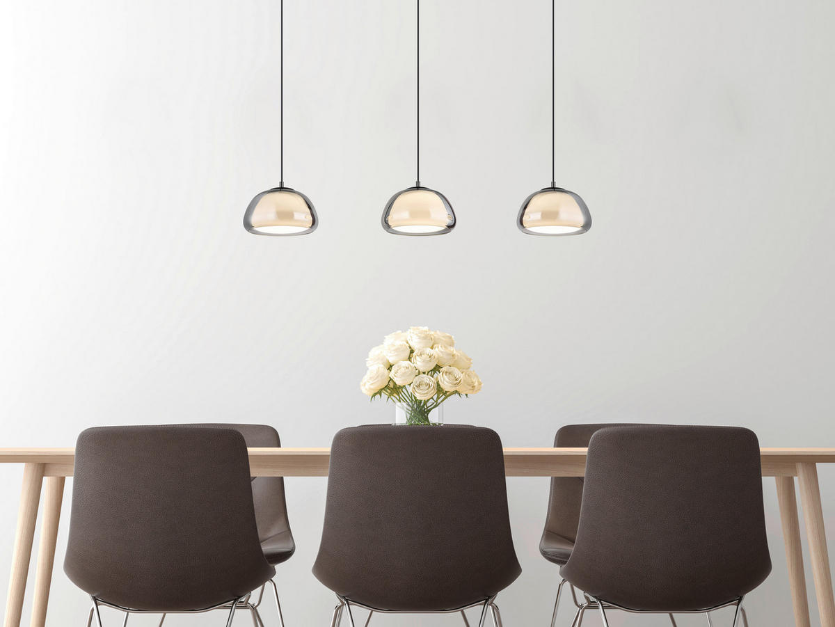 GLOBO Hängeleuchte schwarz Chrom Metall Glas B/H/L: ca. 34x20,5x101 cm Hängeleuchte-Avila - schwarz/Chrom (101,00/34,00/20,50cm) - GLOBO