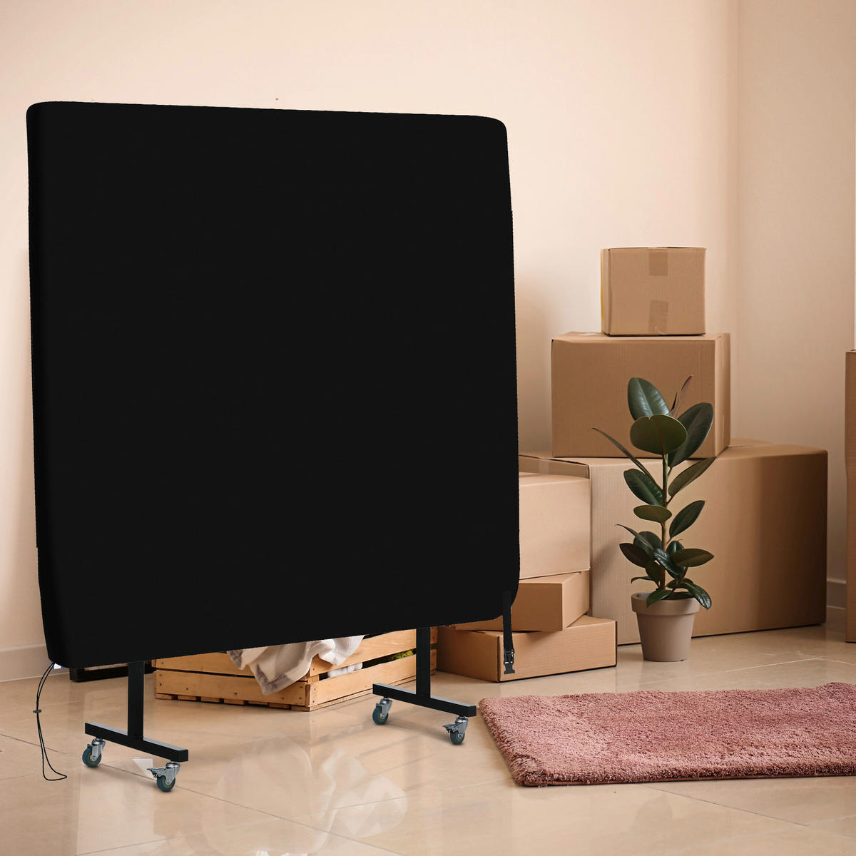 SPORTNOW Abdeckplane schwarz Polypropylen B/H/L: ca. 153x275x5 cm Tischtennisplatte_Abdeckung - schwarz (5,00/153,00/275,00cm) - SPORTNOW