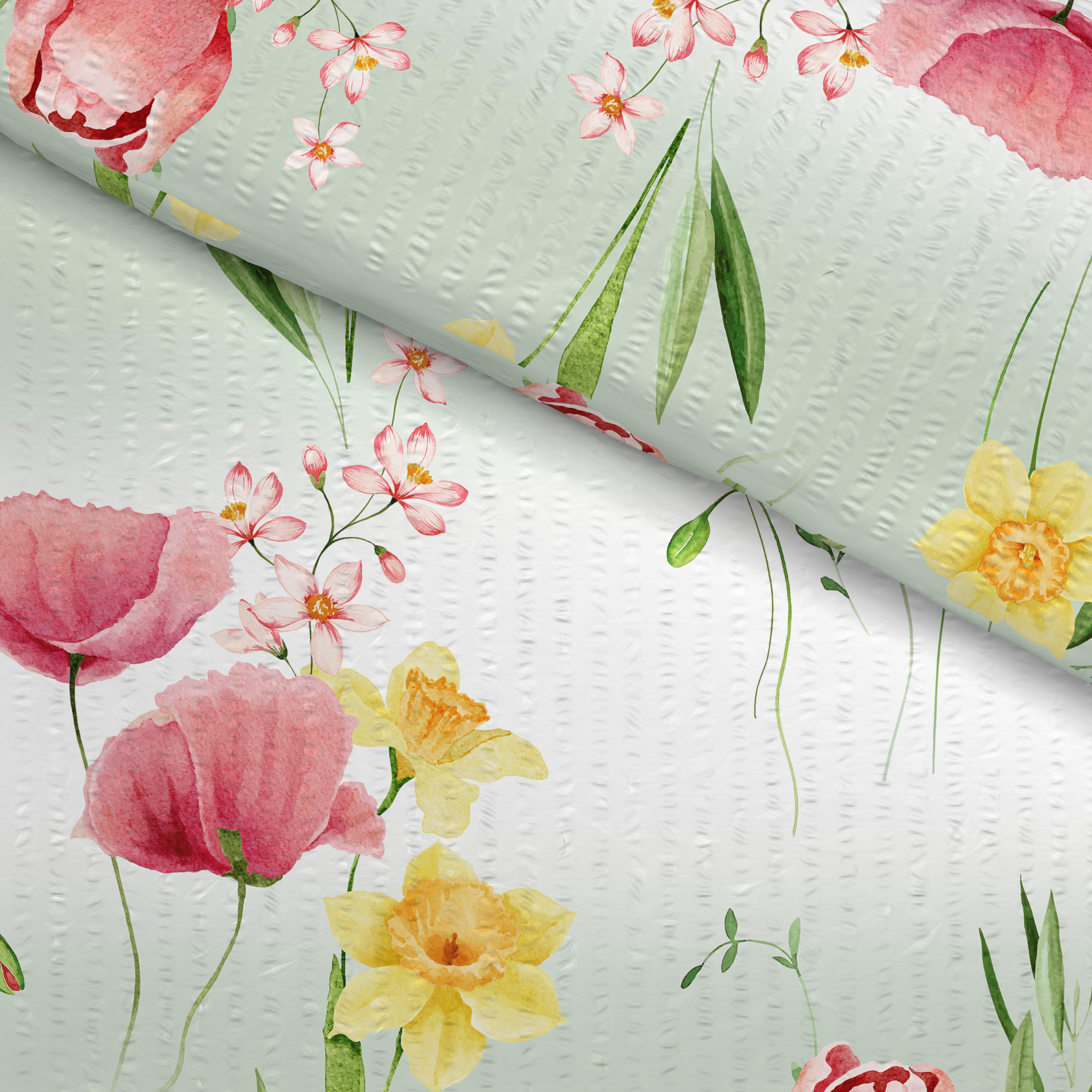 Baumwoll Bettwäsche Seersucker Bettwäsche_Seersucker Blumen - Multi (135,00/200,00cm)